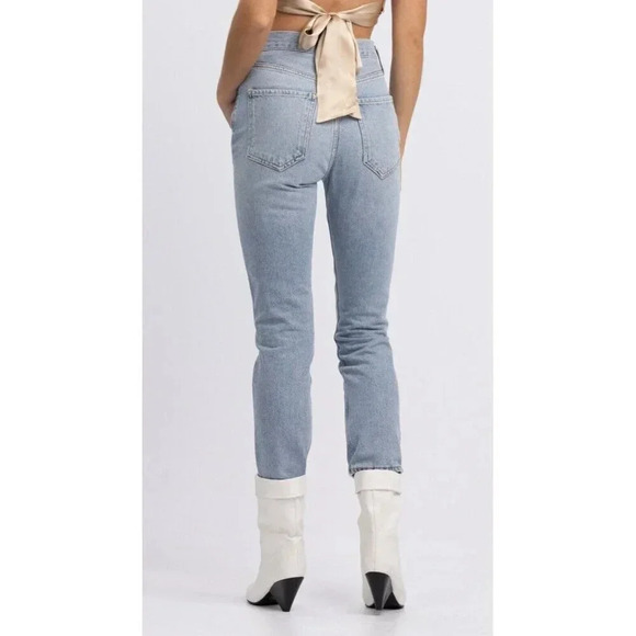Agolde NWT Riley High Rise Straight Crop Button Fly Shiver Wash Denim Jeans 31 - Picture 2 of 13